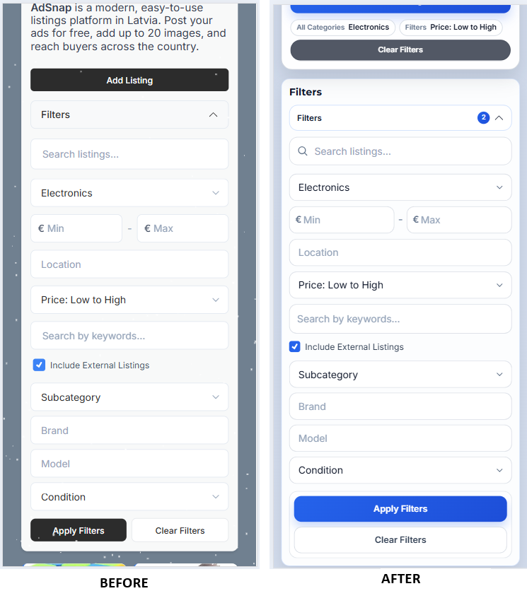 Mobile filters before and after