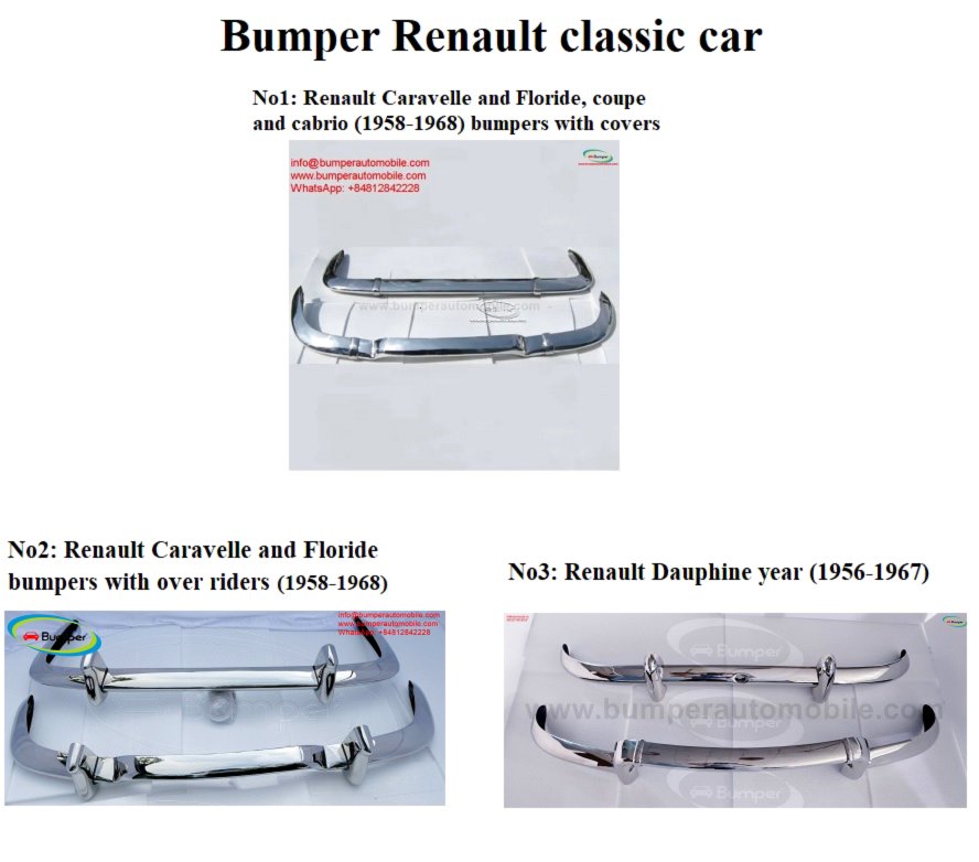 Renault Caravelle and Floride (1958 to 1968) / Renault Dauphine year (1956 to 1967) bumpers 