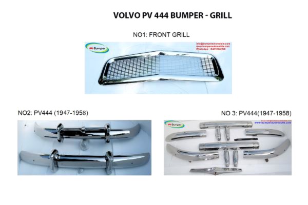 Bumper and grill for Classic Volvo PV 444 year 1947 to 1958 by stainless steel new